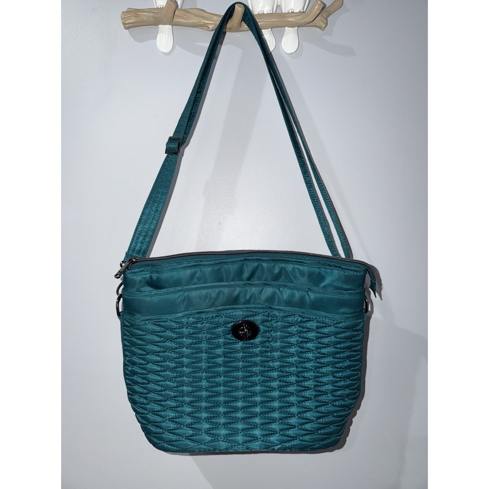 Lug Adagioā Shoulder Crossbody Bag RFID Protection Turn Key Lock Emerald Teal M